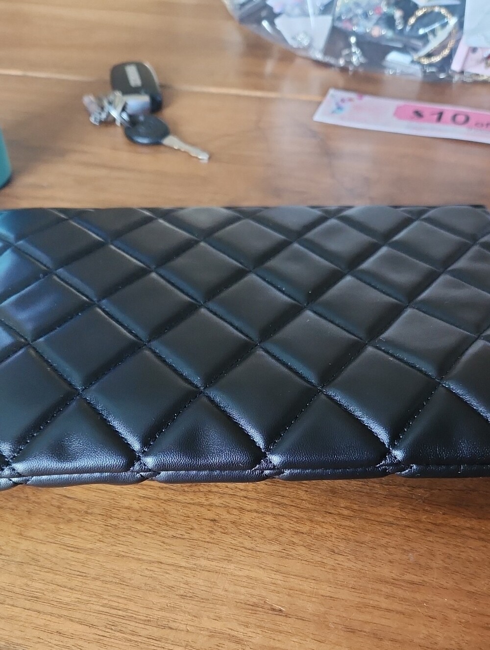 Fashion to Figure Black Quilted Wristlet Clutch